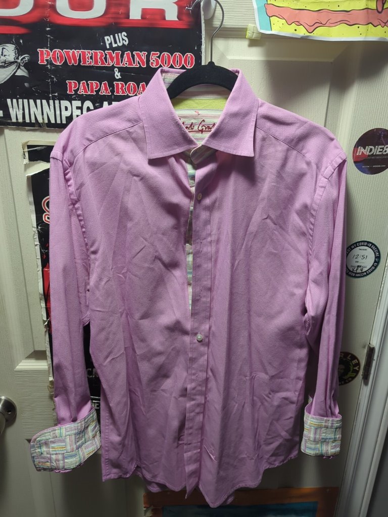 Robert Graham Shirt Men Xl Pink Button Up Collared Long Sleeve Logo Colorful